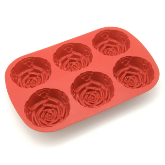 XIYOYO Rose Flower Silicone Cake Mold Ice Cream Chocolate Molds Soap Tray3d Cup Cake Bakeware Baking Dish Cake Pan 010 (Red) - intl