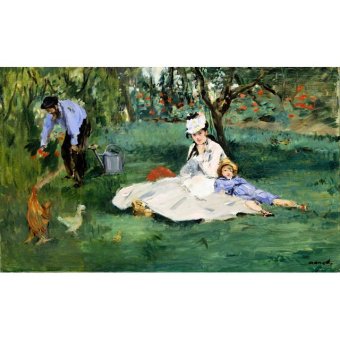 Jiekley Fine Art - Lukisan The Monet Family in Their Garden at Argenteuil Karya Edouard Manet - 1874