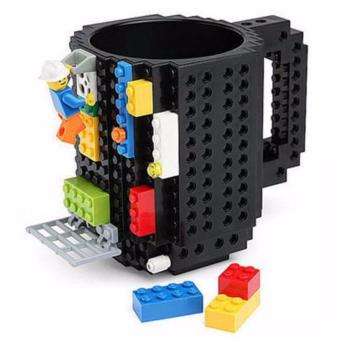 Marlow Gelas Mug Lego Gelas Unik Bentuk Lego BPA Free - Hitam