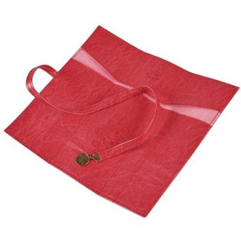 Vintage Style Rollup Pencil Case, Pencil Bag, Pen Pocket - PU Leather-Red