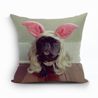 Yazilind Pink ear dog pattern decorative pillowcase room sofa home 45*45CM/17.55*17.55 inch