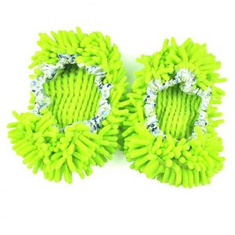 1 Pair Fashion Unisex Home Cleaning Washing Lazy Drag Shoes Mop Slippers Colorful Covers (Green)