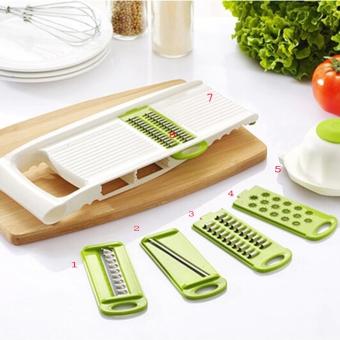 7 in 1 Plastic Vegetable Fruit Slicers Cutter Adjustable Stainless Steel Blades Multi-function ABS Peeler Grater Slicer - intl