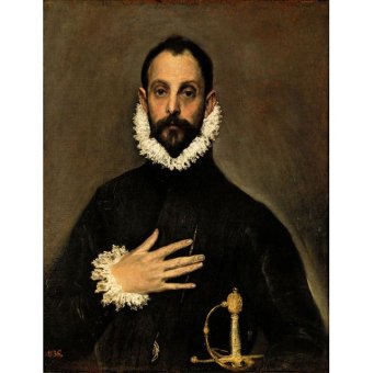 Jiekley Fine Art - Lukisan The Nobleman with his Hand on his Chest Karya El Greco - 1580
