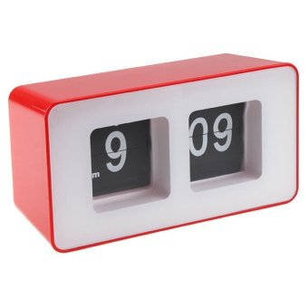 New Simple Modern Design Unique Vintage Cube Desk Wall Auto Flip Clock-Red