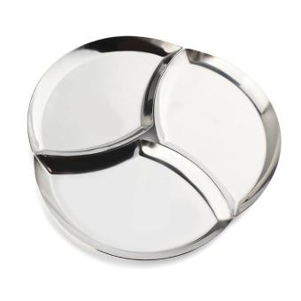 3-Piece Stainless Steel Small Serving Tray Plates for Sugar Fruits Appetizers - intl