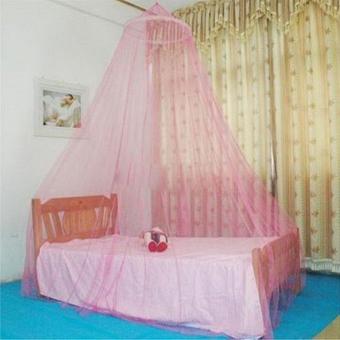 Ustore serangga tambahan renda bulat elegan kanopi kelambu tirai kelambu kubah berwarna merah muda - International
