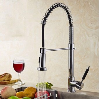 Modern Mixer Tap Faucet Brass Pull Out Spray Hot/Cold Water Kitchen Basin Sink - intl