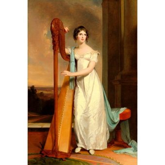 Jiekley Fine Art - Lukisan Lady with a Harp; Eliza Ridgely Karya Thomas Sully - 1818