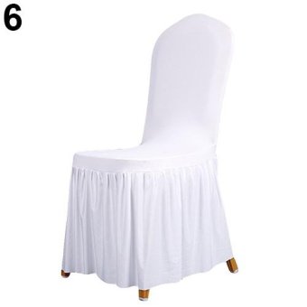 Broadfashion Ruffled Pleated Stretch Full Dining Chair Cover Hotel Restaurant Wedding Decor (White) - intl