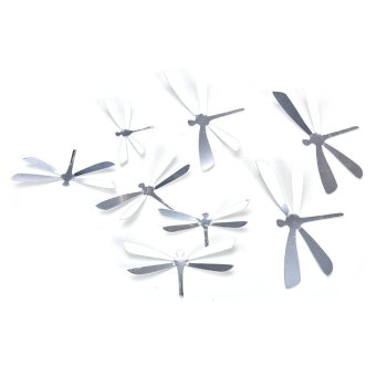 3D DIY Decor Dragonfly Home Party Classroom Wall Stickers PVC Art Decal 12pcs Silver - intl