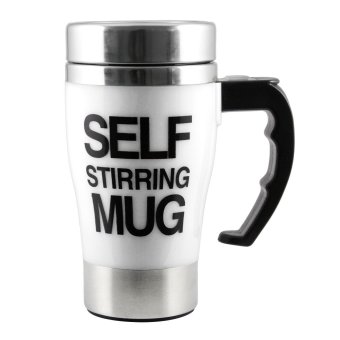 Comfkey Coffee Mug - Self Stirring, Electric Stainless Steel Automatic Self Mixing Cup - Cute & Funny, Best for Morning, Travelling, Men and Women (White)