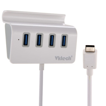 Vktech Type C 4-Port Portable Hub with 2-Foot USB 3.0 Cable (Glossy White) 
