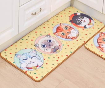 Fengsheng 40x60cm Pet Cat Non-slip Mats Printed Bathroom Kitchen Rugs Doormats Cat Carpet For Living Room Non-slip Mats Suit for Kitchenï¼ˆYellowï¼‰(Yellow) intl - intl