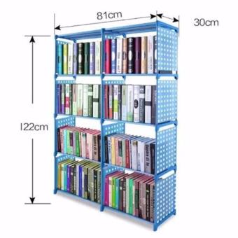 Rak Buku Double Book Shelf Rak Serbaguna Lemari Multifungsi 4 Susun 2 Sisi