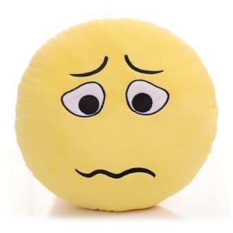 360DSC Cute Cartoon Creative QQ Expression Emoji Emoticon Yellow Round Face Cushion Pillow Throw Pillow Stuffed Plush Soft Toy - Pout (Intl)