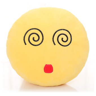 360DSC Cute Cartoon Creative QQ Expression Emoji Emoticon Yellow Round Face Cushion Pillow Throw Pillow Stuffed Plush Soft Toy - Dizzy (Intl)