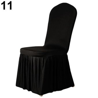 Broadfashion Ruffled Pleated Stretch Full Dining Chair Cover Hotel Restaurant Wedding Decor (Black) - intl