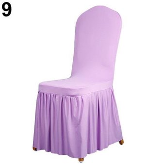 Broadfashion Ruffled Pleated Stretch Full Dining Chair Cover Hotel Restaurant Wedding Decor (Violet) - intl