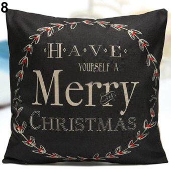 Broadfashion Christmas Linen Cushion Cover Throw Pillow Case Pillowcase Home Festival Decor #17 Merry Christmas - intl