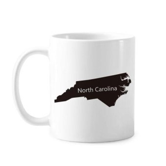Carolina The United States Of America USA North Map Silhouette Classic Mug White Pottery Ceramic Cup Gift Milk Coffee With Handles 350 ml - intl