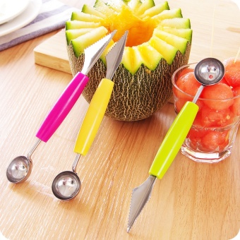 Creative Fruit Carving Knife Watermelon Baller Ice Cream Dig Ball Scoop Spoon Baller Diy Assorted Cold Dishes Tool - intl