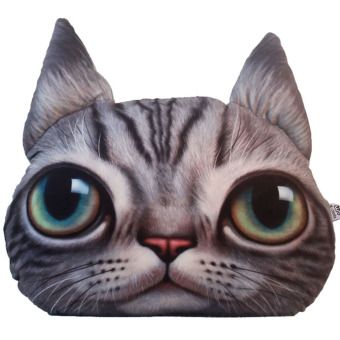 Yazilind Animal 3D Printing Personalized Cat Meow Star Gray Pillow Cushions 35x36cm - Intl