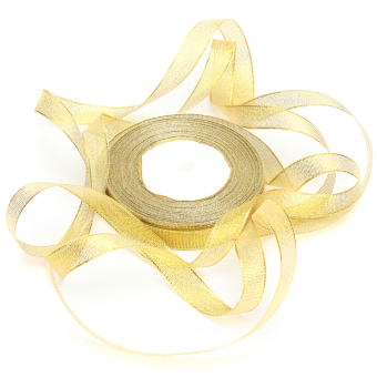 Organza Metallic Glitter Ribbon Tape Wedding Party Ribbon DIY Gift Wrapping Belt Sewing Fabric DIY 12mm Widths Gold