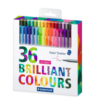 Staedtler Pena Set Warna Set 36 bermacam-macam warna (TriPlus Fineliner pena) - International