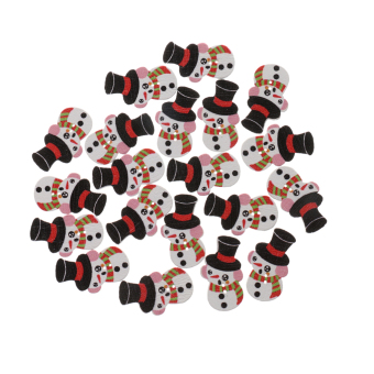 MagiDeal 20pcs Christmas Hat Snowman Wooden Sewing Buttons Ornaments DIY Scrapbooking - intl