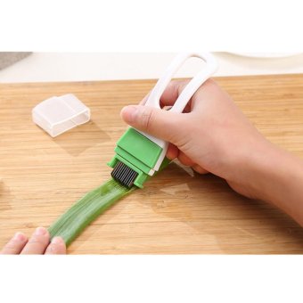 1 pcs Onion Slicer Stainless Steel Multi-functional Vegetable Onion Cutter Kitchen Tools(Green/Orange) - intl(Green)
