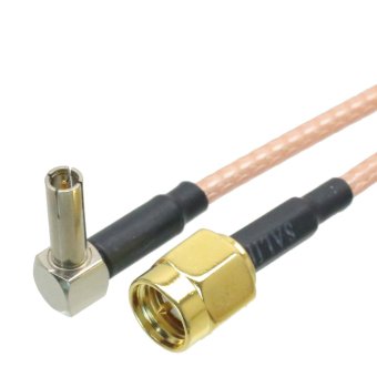 Fliegend cable TS9 male plug right angle to SMA male straight crimp RG316 12\" pigtail