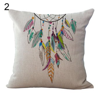 Broadfashion Fashion Dream Catcher Feather Linen Pillow Case Home Sofa Decor Cushion Cover (#2) - intl