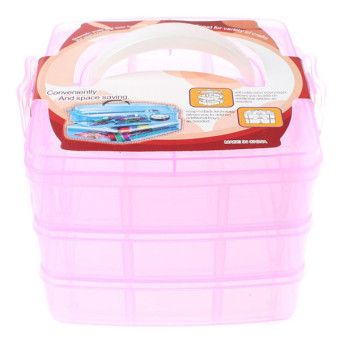 Ai Home 3 Layer Jewelry/Cosmetic Storage Box (Pink)
