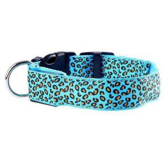 Ai Home Pet Dog Safety LED Flashing Collar Leopard Print S Blue