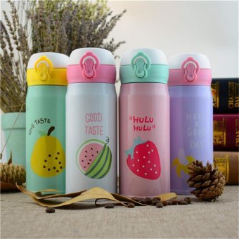 BAFFECT 350ML Portable Sport Water Bottles Watermelon Pattern Stainless Steel Insulation Cup(Multicolor) - intl