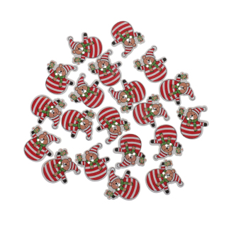 MagiDeal 20pcs Christmas Striped Snowman Wooden Sewing Buttons Ornaments DIY Makings - intl