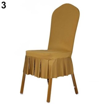 Broadfashion Pleated Skirt Chair Cover Spandex Flat Front Wedding Party Banquets Home Decor (Golden) - intl