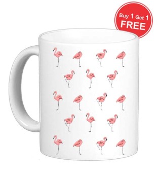 Sz Graphics Gelas Mug Flamingo-Putih
