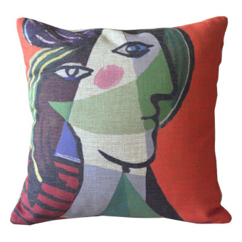 360WISH Colorful Picasso Imaginative Painting Man Cotton Linen Square Shaped Decorative Pillow Cover Pillowcase Pillowslip 45*45cm (EXPORT)