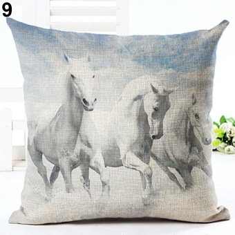 Broadfashion 18 inch Watercolor Horse Sofa Cushion Cover Fashion Pillow Case Home Car Decor 9. White Horse - intl