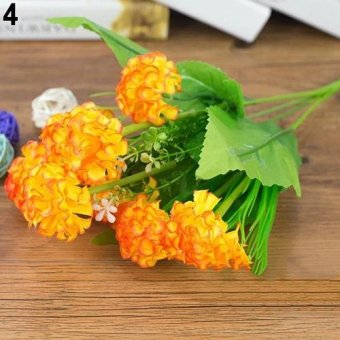 Broadfashion 1 Bunch 9 Head Artificial Hydrangea Silk Flower Bouquet Wedding Party Decor (Orange) - intl