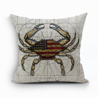 Yazilind Crab pattern decorative pillowcase room sofa home 45*45CM/17.55*17.55 inch