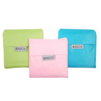Tas Belanja Lipat Plastik Belanja Lipat 3 Pcs - Foldable Shopping Bag - Pink Hijau Biru