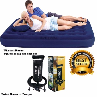 Bestway Kasur Angin Double - Blue + Pompa Angin 12\"