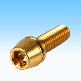 Titanium Alloy Bicycle Titanium Head Bolt Taper With Washer For Mountain Bike(golden) - intl
