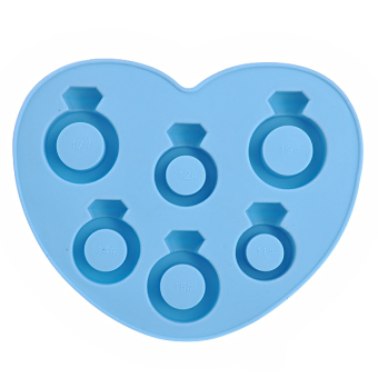 Love Diamond Ring Shape TPR Ice Tray Ice Cube Maker Box (Blue)