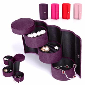 Pitaldo Kotak Tempat Perhiasan 3 tingkat Velvet untuk Travelling 3 Layer Velvet Jewelry Box
