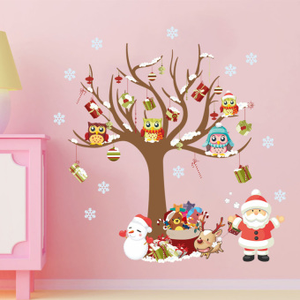 MEGA Owls Tree Kid sticker shop window christmas wall art stickers - Intl