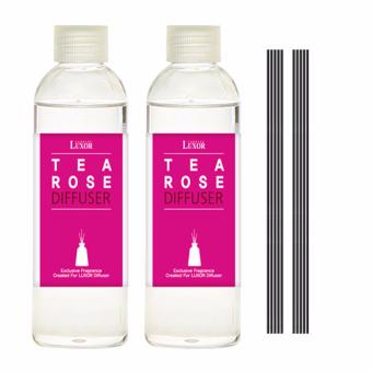 Luxor Aroma Reed Diffuser Tea Rose 200ml 2 Refill Bottles + 10 Reed Sticks - intl